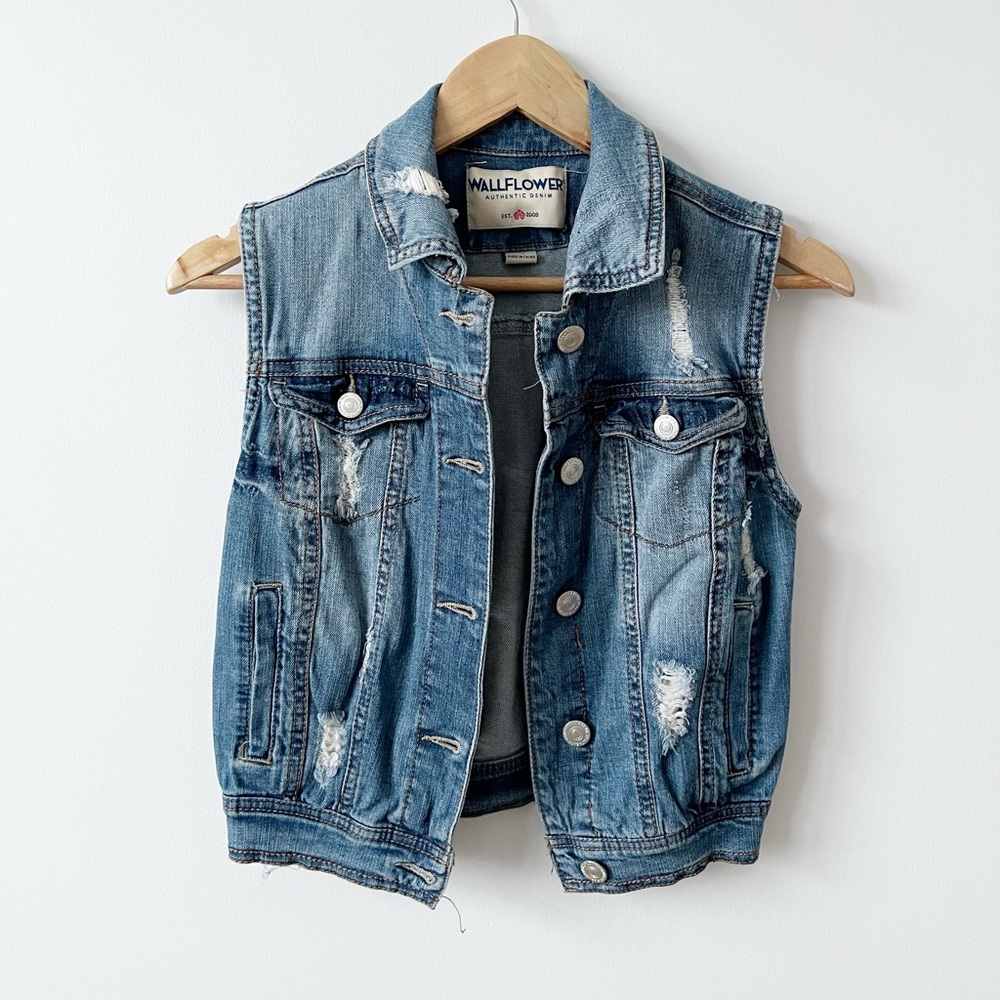 Western, Distressed, Denim Vest